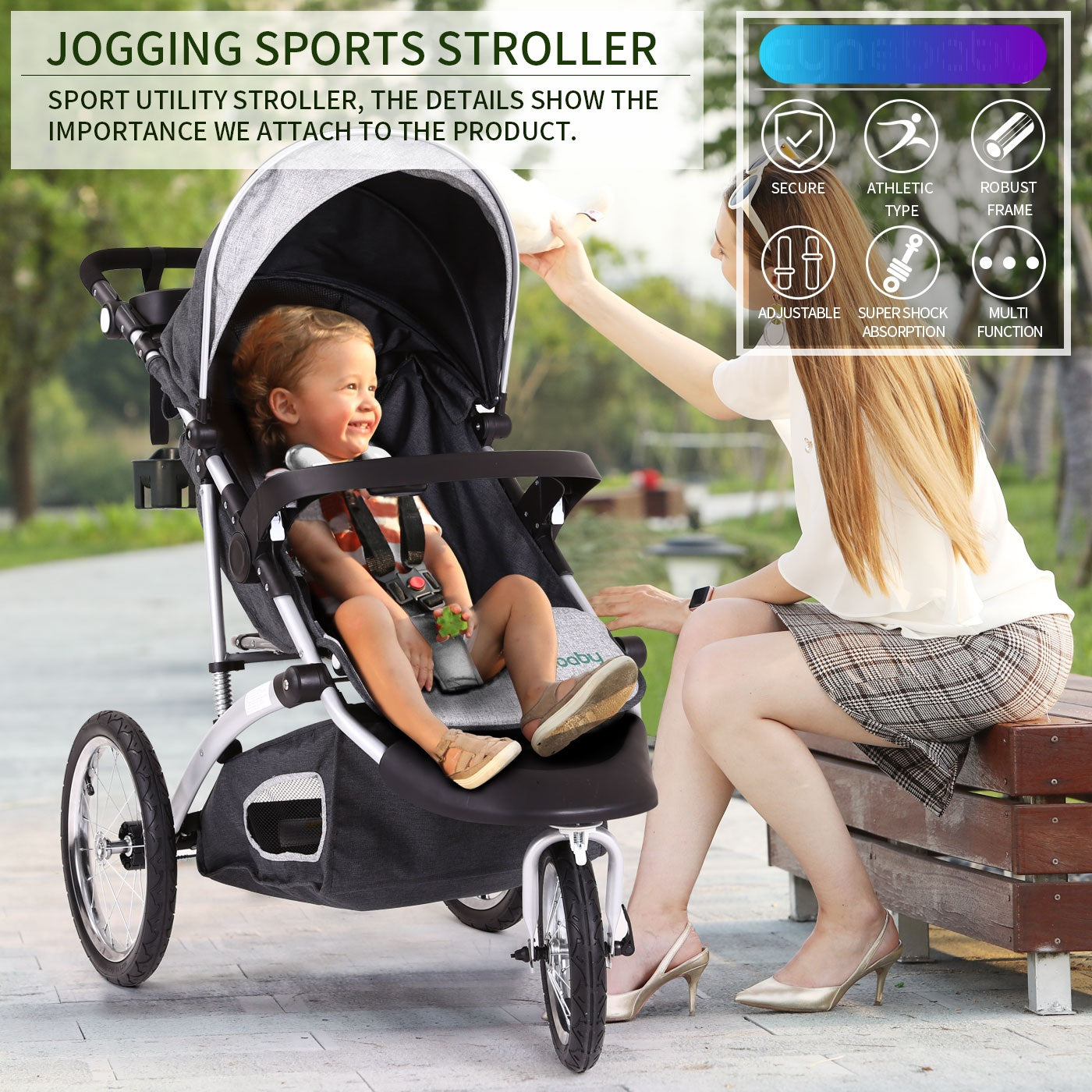 Belecoo 3 Wheel Jogging Stroller