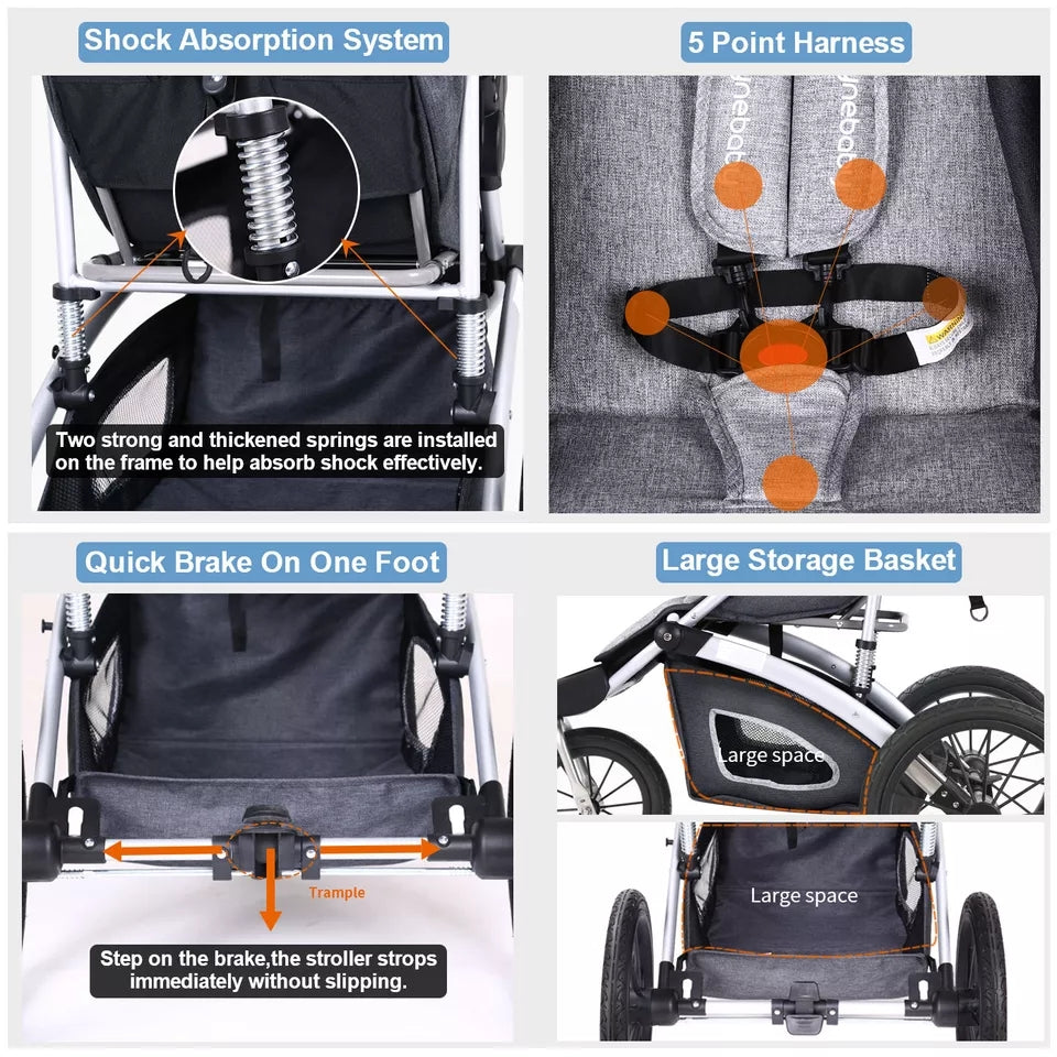 Belecoo 3 Wheel Jogging Stroller