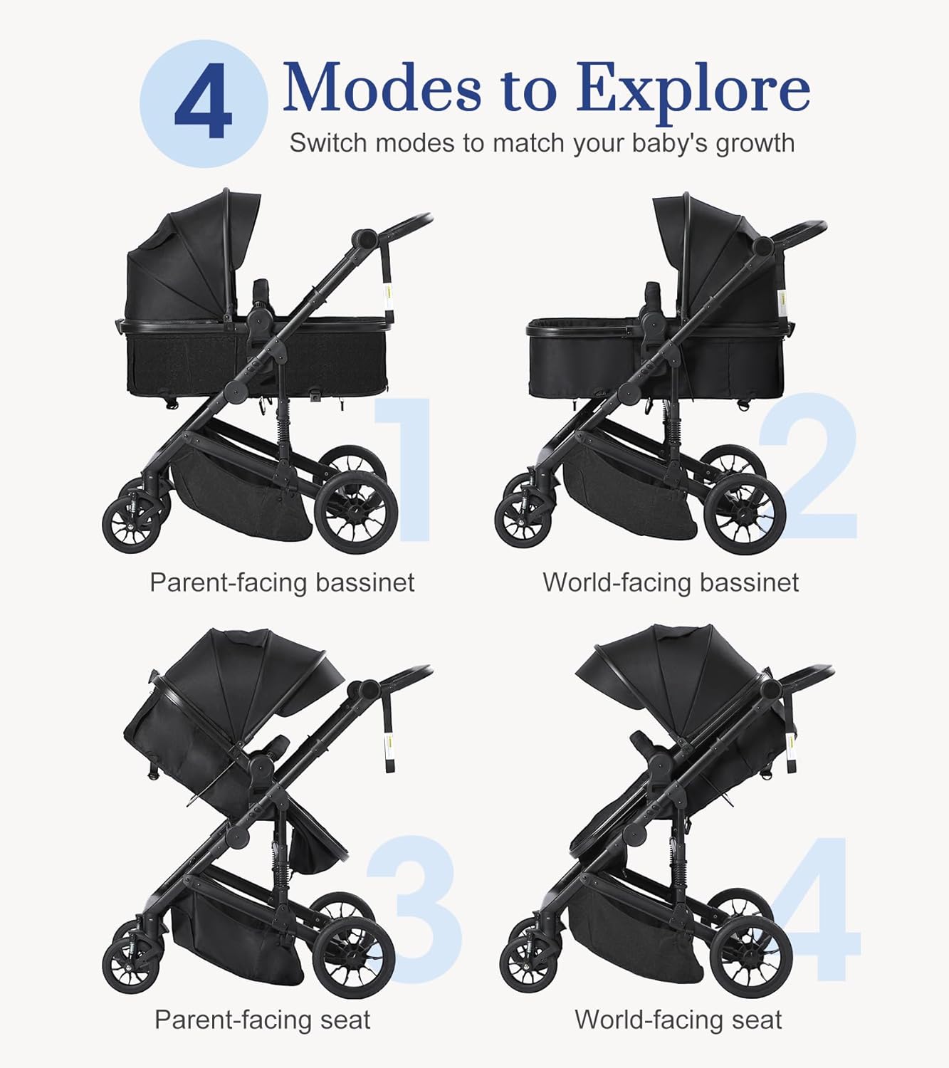 Belecoo Royce Black Series 2 in 1 Stroller