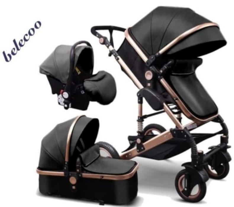 Belecoo Q3 PU Leather 3 in 1 Travel System - Black