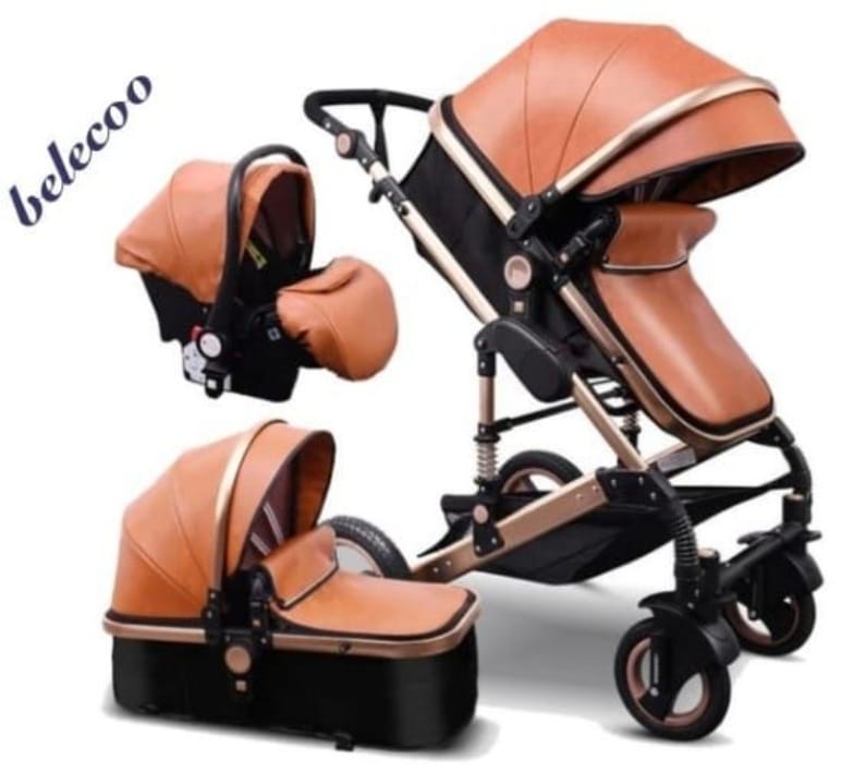 Belecoo Q3 PU Leather 3 in 1 Travel System - Tan